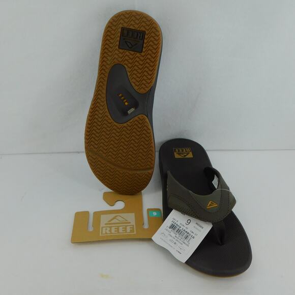 REEF Men's Flip Flops Fanning Brown Gum Bottle Sandal Opener Size 9 New - Picture 11 of 12